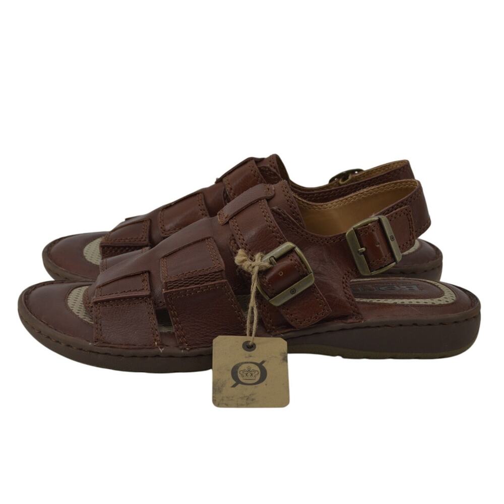 Born Mens Miguel Dark Brown Leather Fishermans Sandals 13M